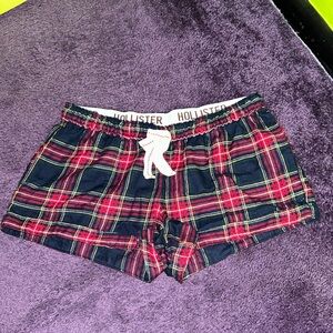 Hollister Red and Navy Plaid Shorts